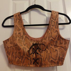 Nasty Gal Snake Lace Up Bralet